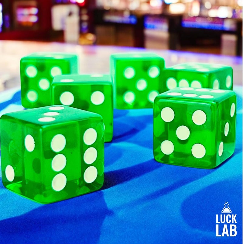 Luck Lab 10 Piece 19 mm Dice Pack - Acrylic Translucent D6, Square w/Rounded Edge for Casino, Craps, RPG MTG DND Dice Table Games and Board Games (Green) - Image 5